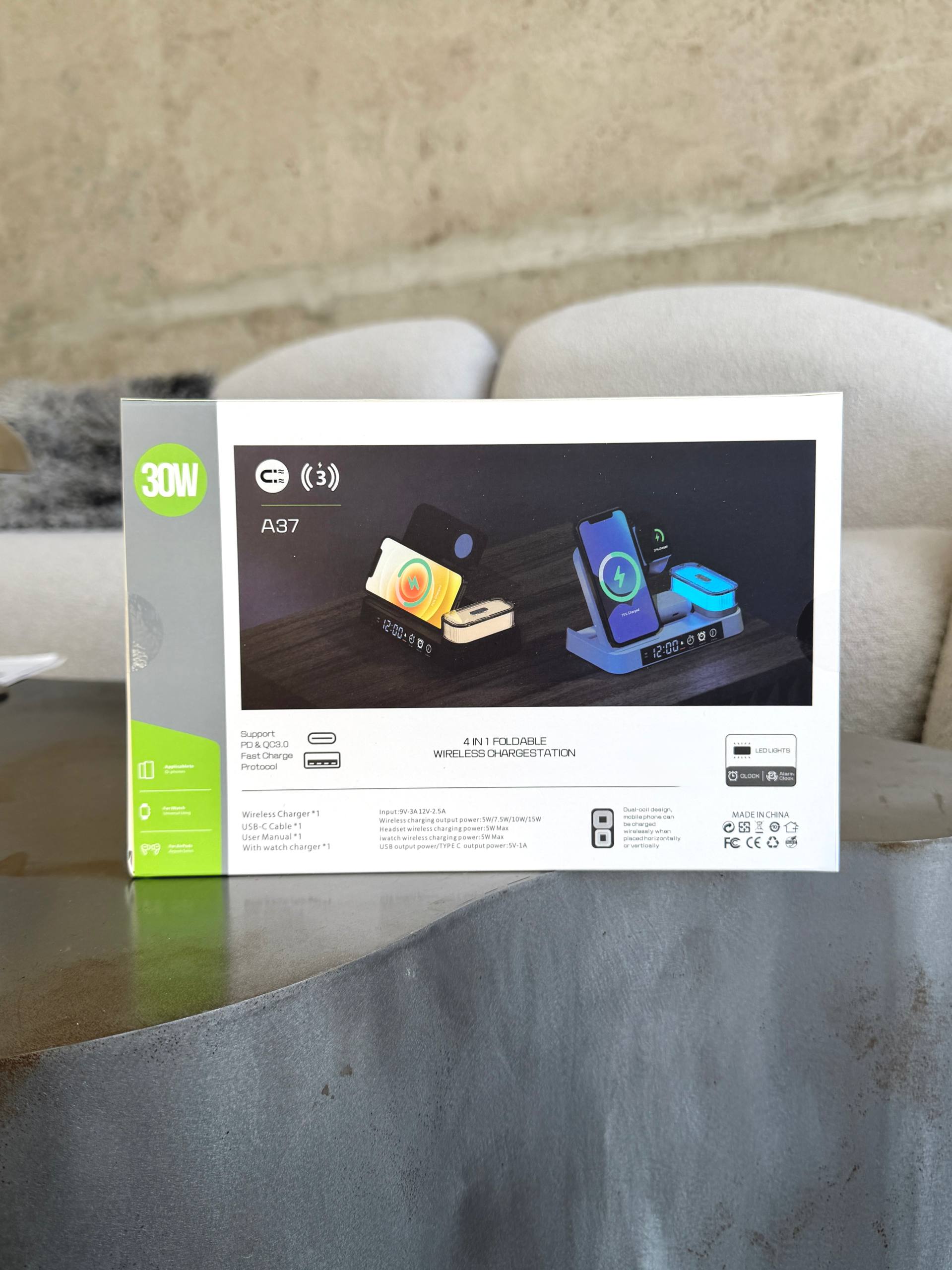 Зарядна станція 4 in 1 A37 30W White