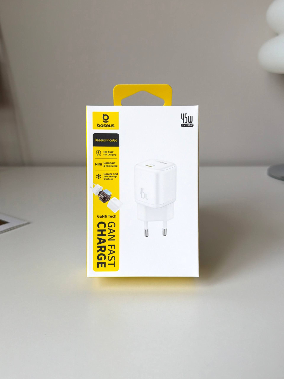 Блок зарядный Baseus PicoGo GaN 45W (USB-C)