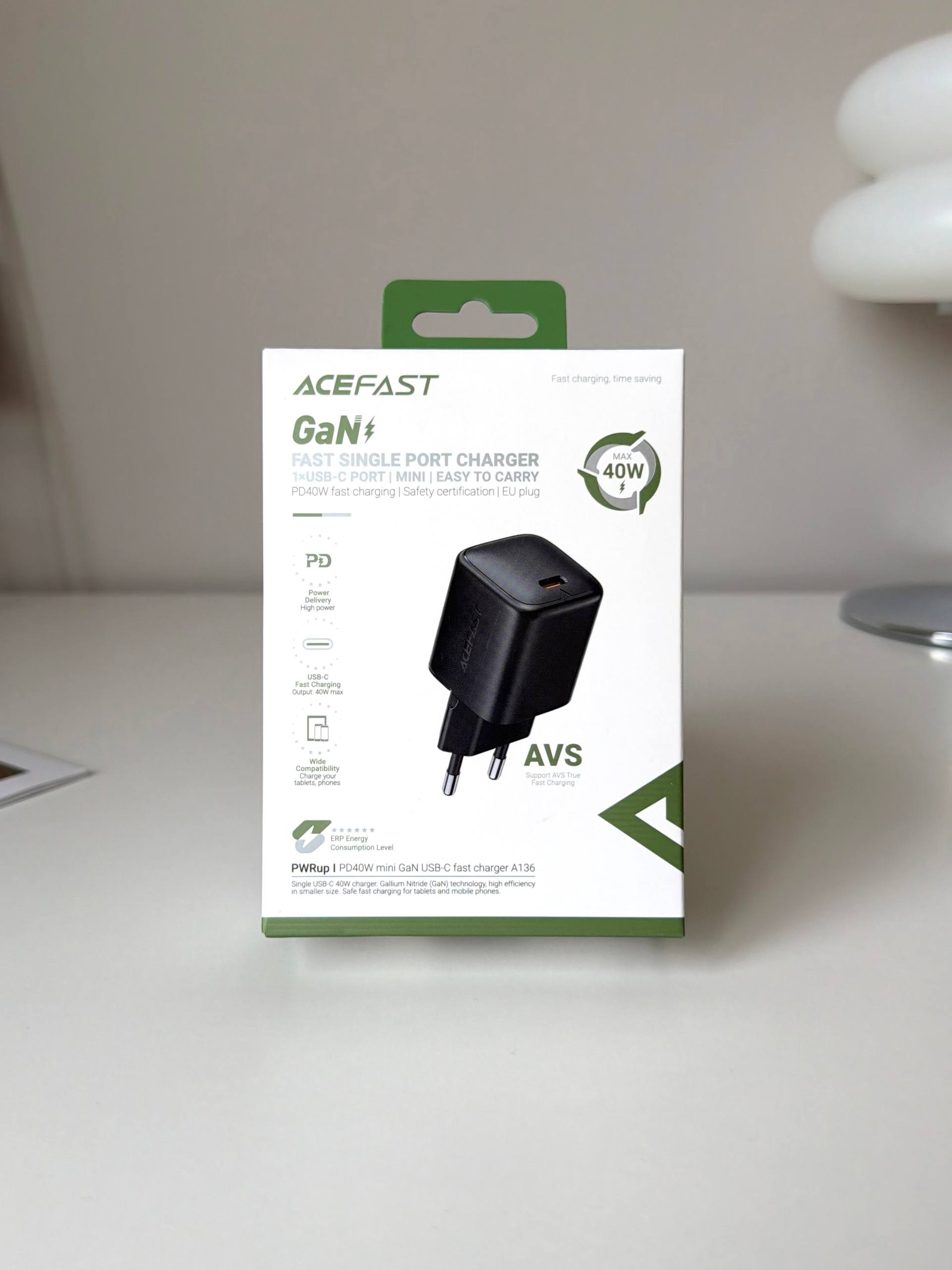 Блок зарядный Acefast A136 PD40W mini GaN (USB-C)