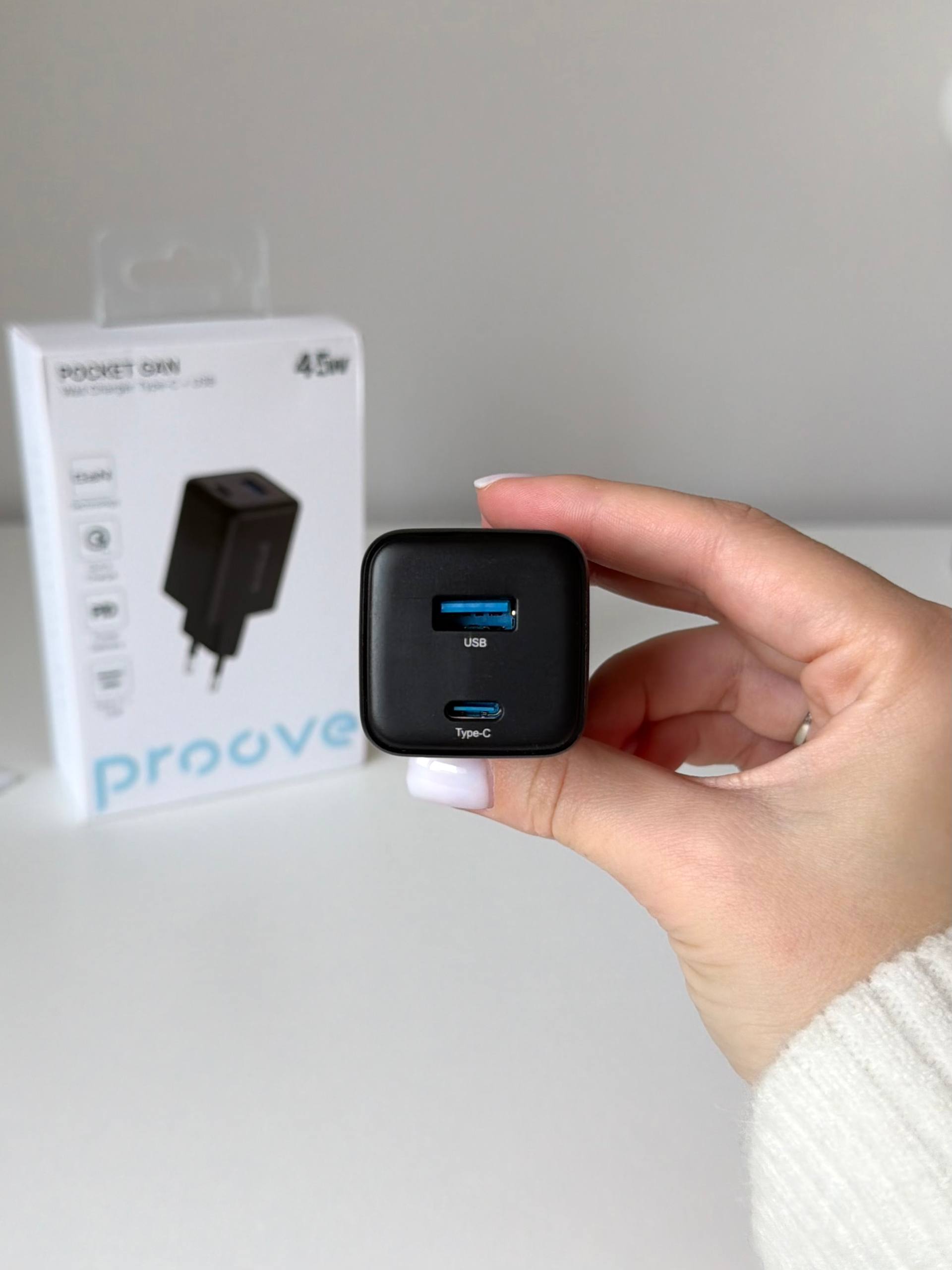 Блок зарядный Proove Pocket GaN 45W (USB-C+USB)
